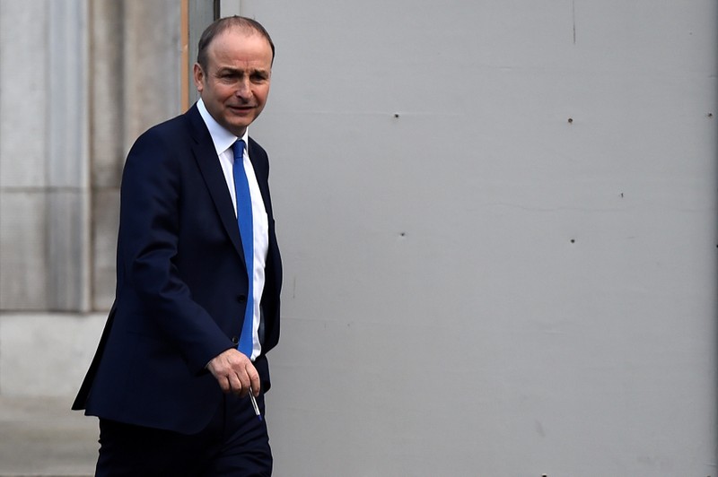 The Leader of Ireland's opposition Fianna Fail party, Micheal Martin is seen in the grounds of Government Buildings in Dublin