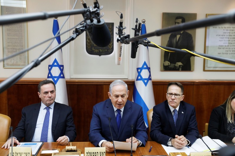 Israel's Prime Minister Netanyahu attends the weekly cabinet meeting in Jerusalem