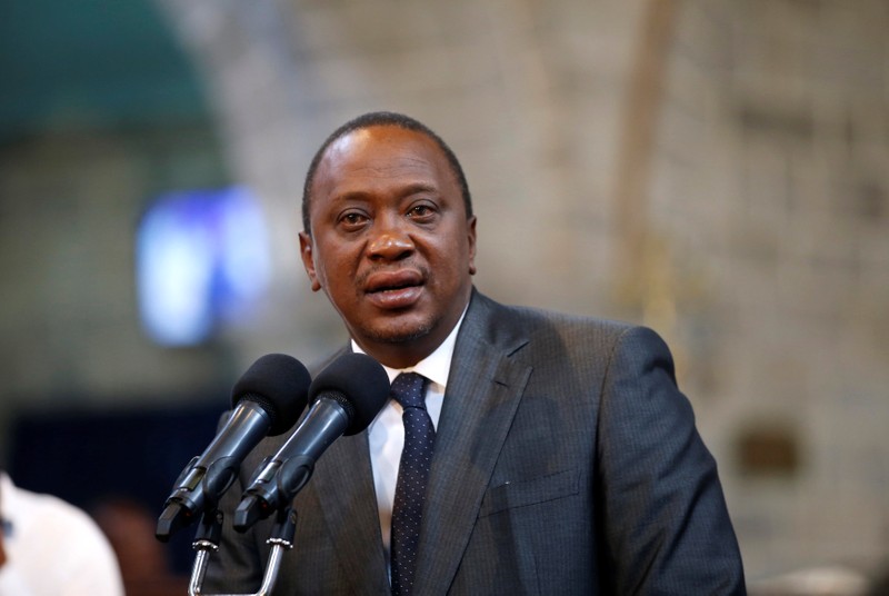 Kenya's President Uhuru Kenyatta delivers a speech during a ceremony at the All Saints Anglican Church in Nairobi