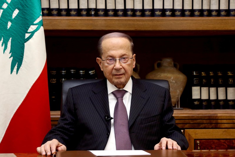FILE PHOTO: Lebanon's President Michel Aoun is pictured at the Presidential Palace in Baabda