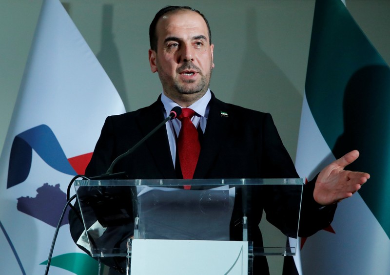 Nasr al-Hariri, Head of the Syrian High Negotiations Committee (HNC), attends a news conference before the opening of Intra Syria talks in Geneva