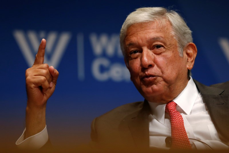 Mexico's Obrador takes part in an event at the Wilson Center in Washington