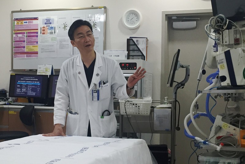 Lee Cook-jong, a South Korean surgeon who operated the defected North Korean soldier with gunshots, speaks during an interview with Reuters at a hospital in Suwon