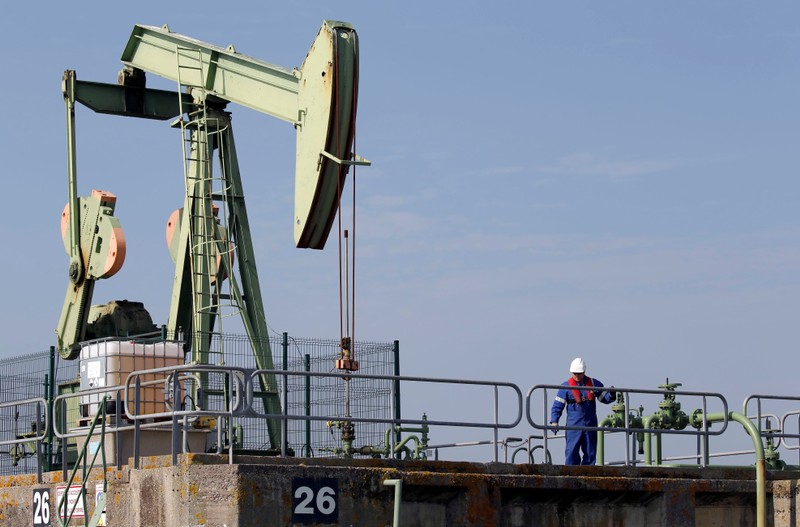 An oil pump jack of Canadian group Vermilion Energy is pictured in Parentis-en-Born