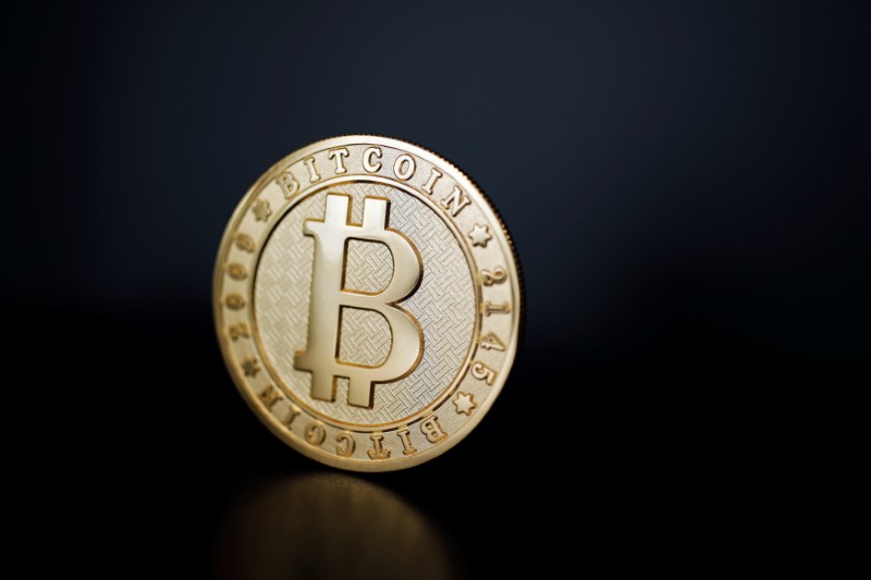 A Bitcoin (virtual currency) coin is seen in an illustration picture taken at La Maison du Bitcoin in Paris