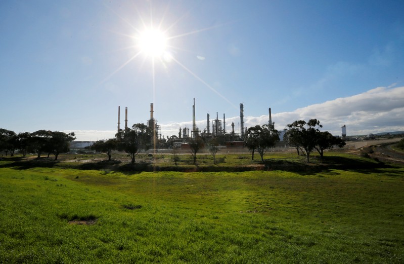 FILE PHOTO: The Chevron Oil Refinery is seen in Cape Town