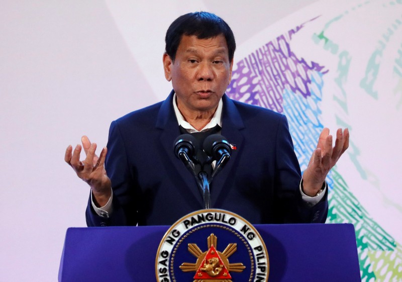 Philippines' President Rodrigo Duterte Rodrigo Duterte gestures during a news conference on the sidelines of the Association of South East Asian Nations (ASEAN) summit in Pasay, metro Manila