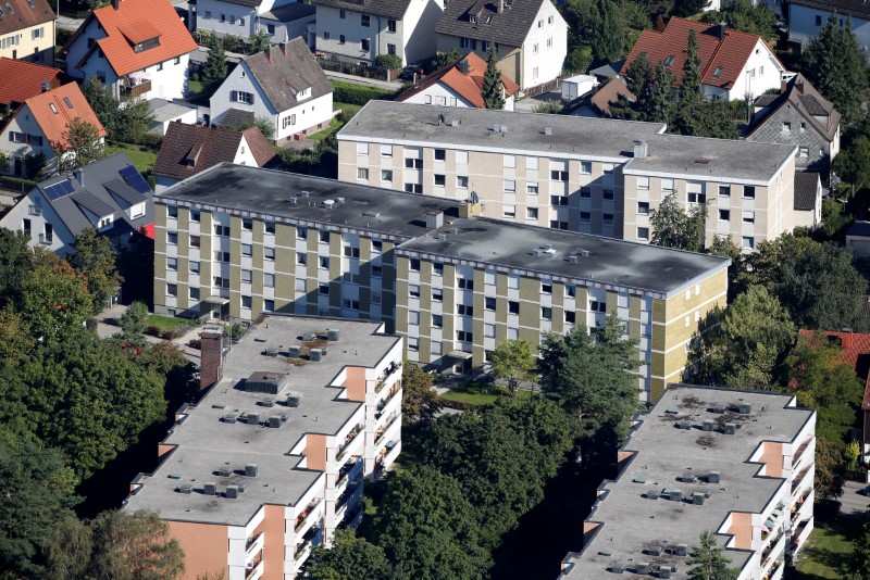 General view at residential building of village Groebenzell