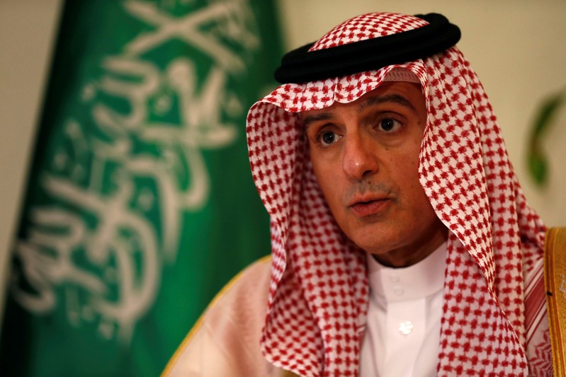 Saudi Foreign Minister Adel al-Jubeir attends an interview with Reuters in Riyadh