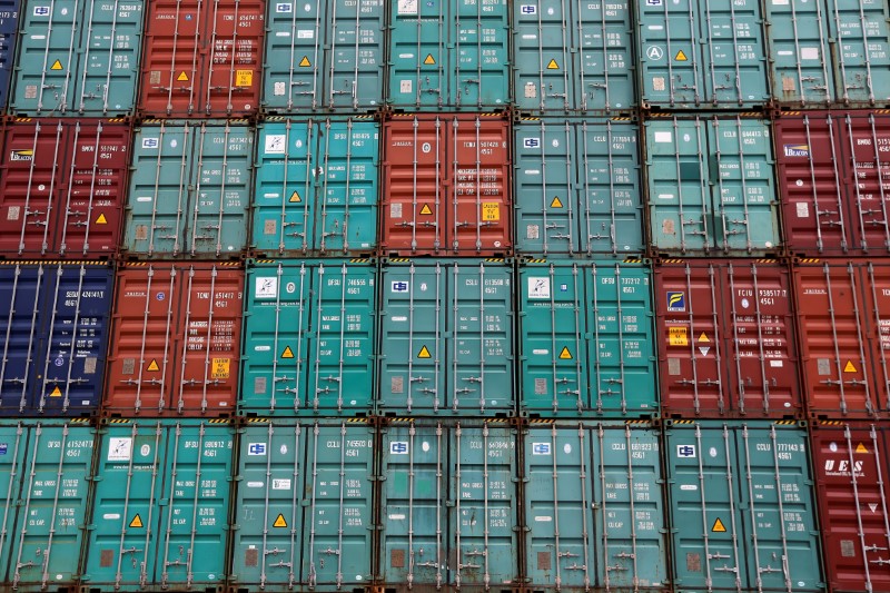 FILE PHOTO - A stack of shipping containers are pictured in the Port of Miami