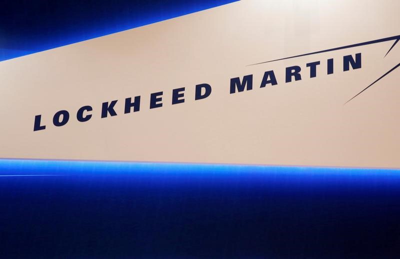 Lockheed Martin's logo is seen during Japan Aerospace 2016 air show in Tokyo