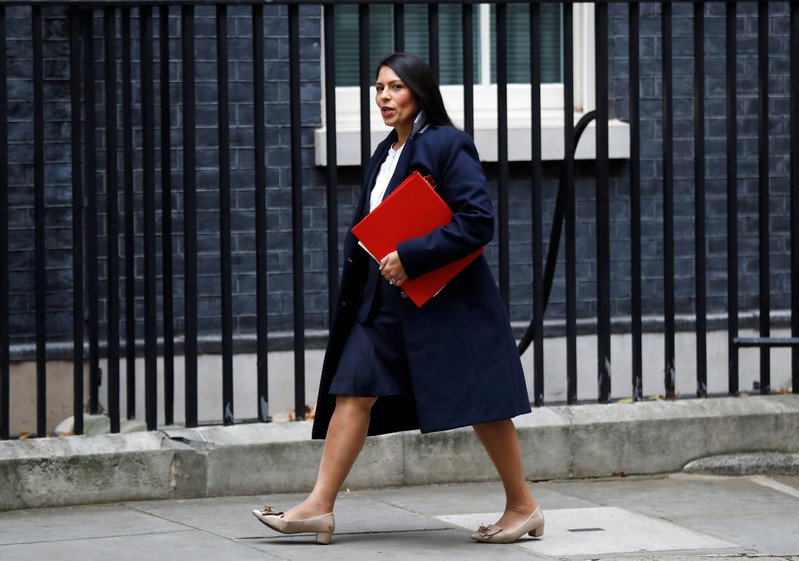 Priti Patel, Britain's Secretary of State for International Development arrives in Downing Street, in London