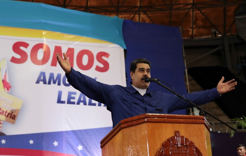 Venezuela's President Nicolas Maduro speaks during an event with supporters in La Guaira