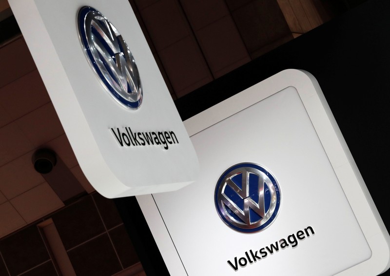 Volkswagen's logos are pictured at the 45th Tokyo Motor Show in Tokyo, Japan