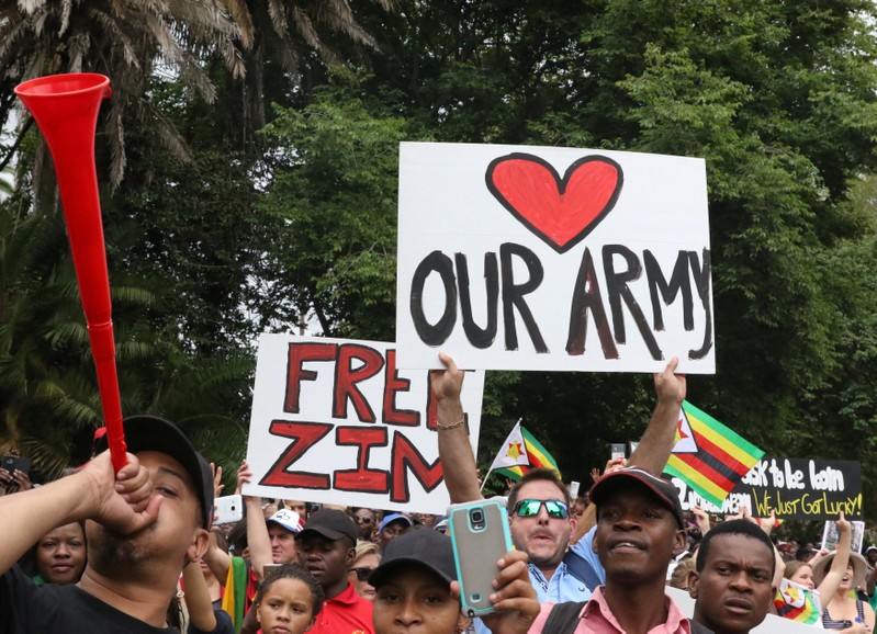 Protesters calling for Zimbabwean President Robert Mugabe to step down take to the streets in Harare