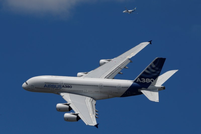 Airbus A380 at Paris Air Show at Le Bourget Airport near Paris