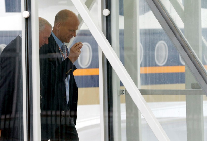 FILE PHOTO: Airbus Chief Executive Tom Enders arrives to attend a ceremony during the delivery of the new Airbus A380 aircraft to Singapore Airlines at the French headquarters of aircraft company Airbus in Colomiers