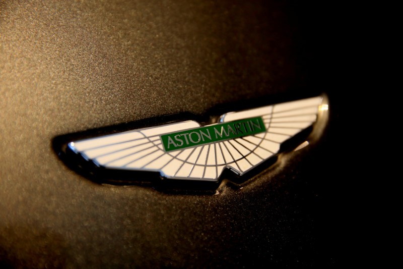 FILE PHOTO: The Aston Martin logo on the front of a car at a dealership in Singapore