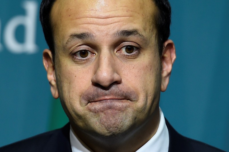 Prime Minister (Taoisaech) of Ireland Leo Varadkar speaks during a news conference at Government buildings in Dublin