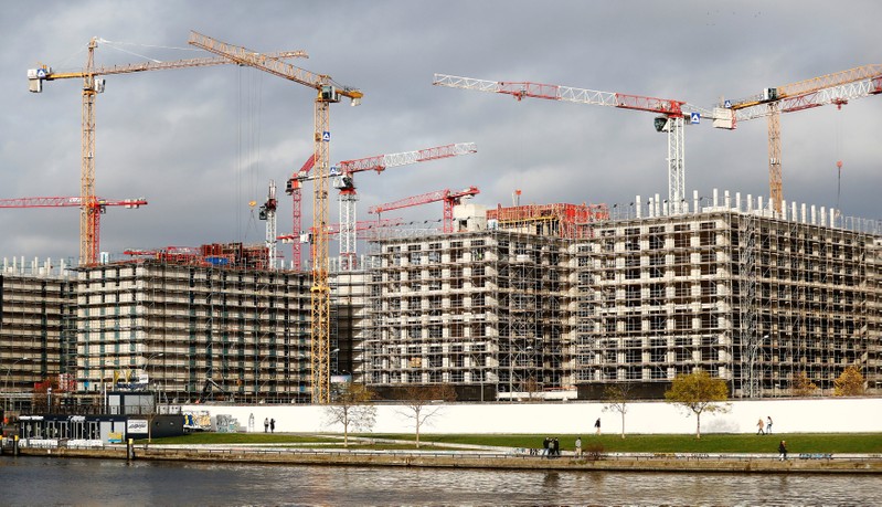 A construction site at the river Spree is pictured in Berlin