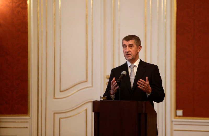 Czech newly appointed Prime Minister Babis attends a news conference in Prague