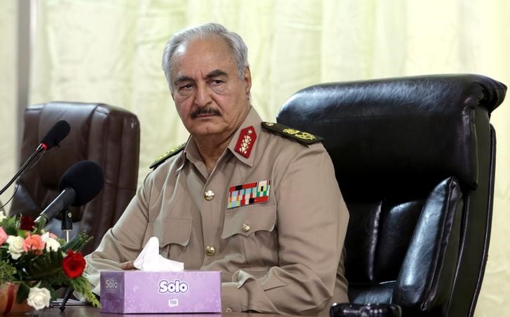 Libya's eastern-based commander Khalifa Haftar attends General Security conference, in Benghazi