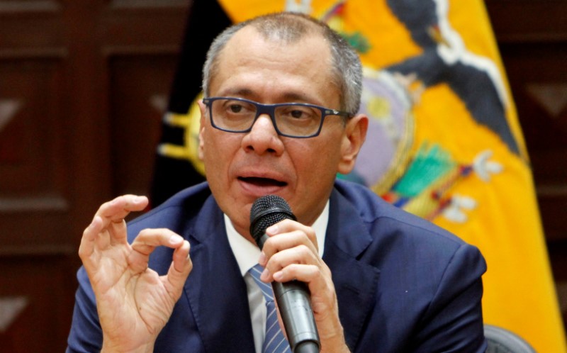 FILE PHOTO - Ecuador's Vice President Jorge Glas gives a news conference in Quito