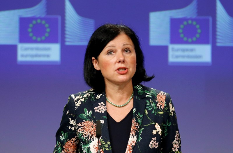 EU Justice Commissioner Jourova holds a news conference in Brussels