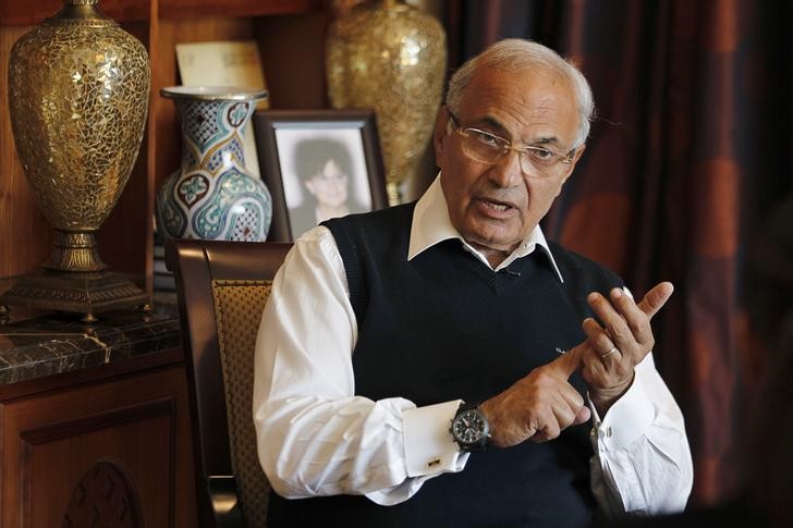 Egypt's former PM Shafik speaks during an interview in Abu Dhabi