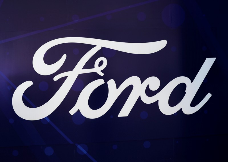 FILE PHOTO - The logo of Ford is seen at the International Auto Show in Mexico City