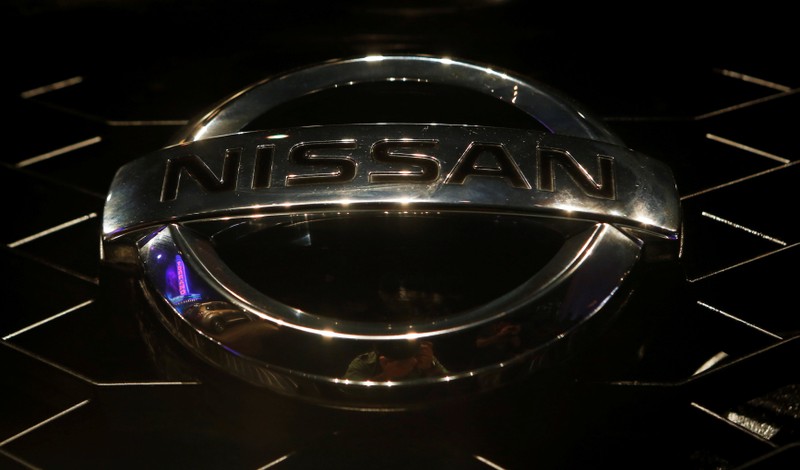 FILE PHOTO: A company logo is seen on the newly-unveiled Nissan 