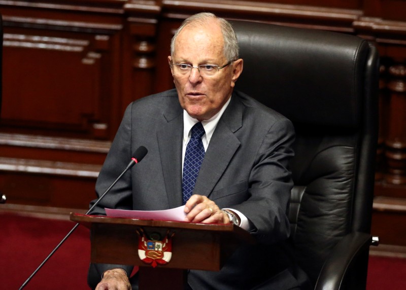 Peru's President Pedro Pablo Kuczynski makes final remarks to lawmakers of the opposition-ruled Congress, in Lima