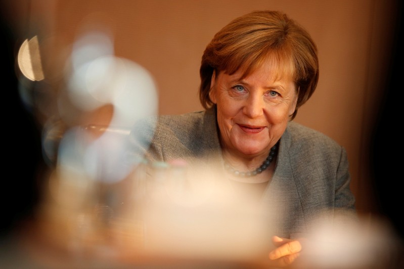 Chancellor Angela Merkel attends the weekly cabinet meeting at the Chancellery in Berlin