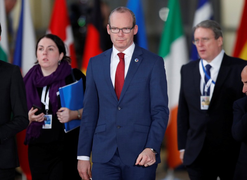 Ireland's Minister for Foreign Affairs Simon Coveney arrives at the European Council Headquarters in Brussels