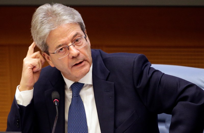 Italian Prime Minister Paolo Gentiloni attends the annual end-of-year news conference at Montecitorio government palace in Rome
