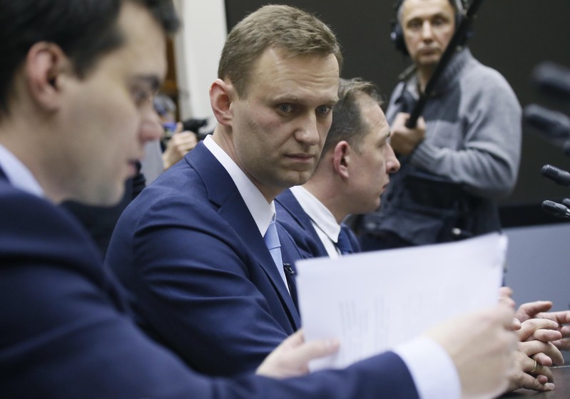 Russian opposition leader Alexei Navalny submits his documents to be registered as a presidential candidate at the Central Election Commission in Moscow