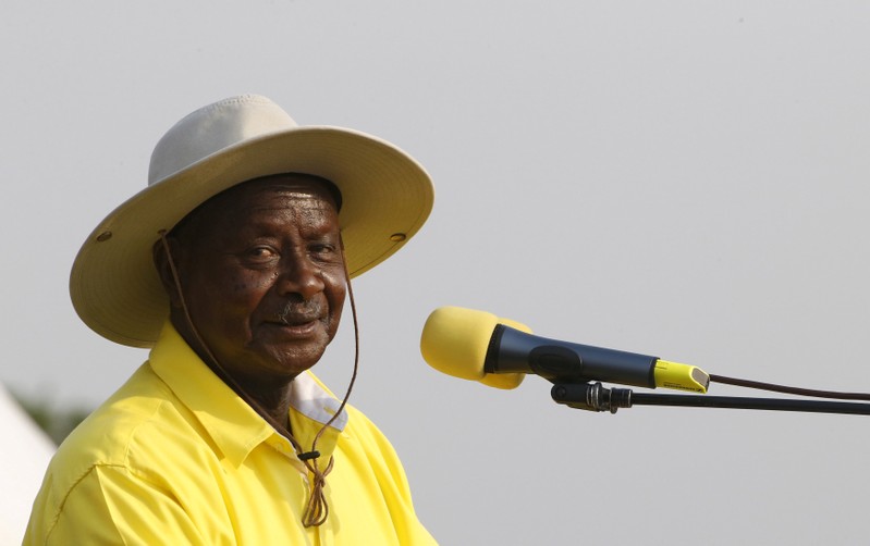 FILE PHOTO: Uganda's President and ruling party National Resistance Movement presidential candidate Museveni speaks during campaign rally in capital Kampala