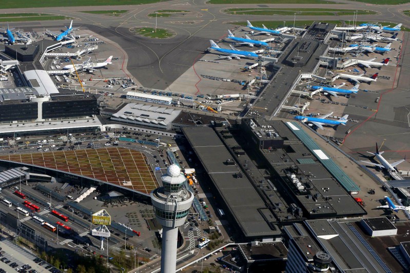 FILE PHOTO: KLM aircraft are seen on the tarmac at Schiphol airport near Amsterdam