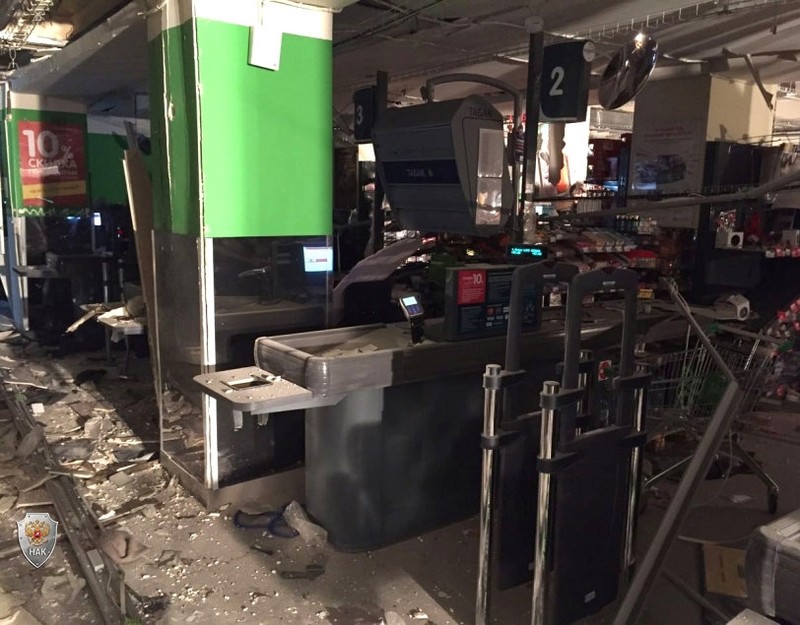 An interior view of a supermarket is seen after an explosion in St Petersburg in this photo released by Russia’s National Anti-Terrorism Committe
