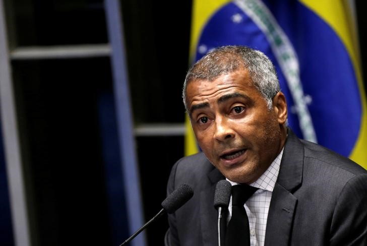 Former soccer player and Senator Romario speaks during the session debating the voting for the impeachment of President Dilma Rousseff in Brasilia