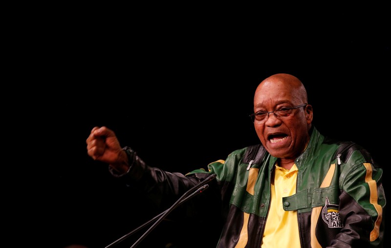 FILE PHOTO: South Africa's President Jacob Zuma gestures during the last day of the six-day meeting of the African National Congress 5th National Policy Conference at the Nasrec Expo Centre in Soweto, South Africa