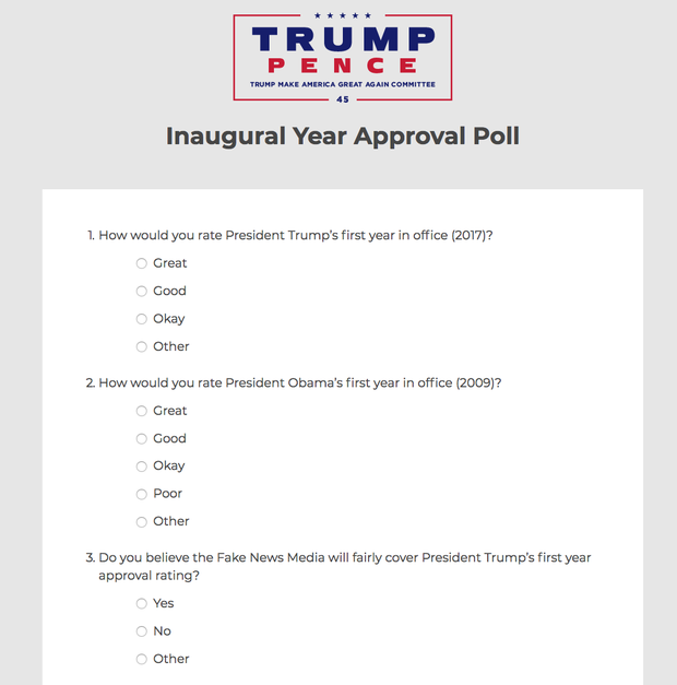 Trump “approval poll” offers no negative options