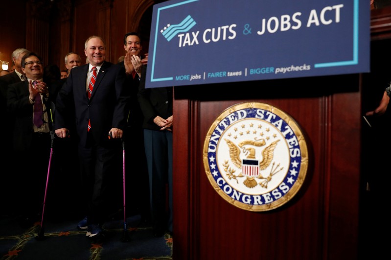 House Majority Whip Rep. Steve Scalise (R-LA) looks on during a news conference announcing the passage of the 