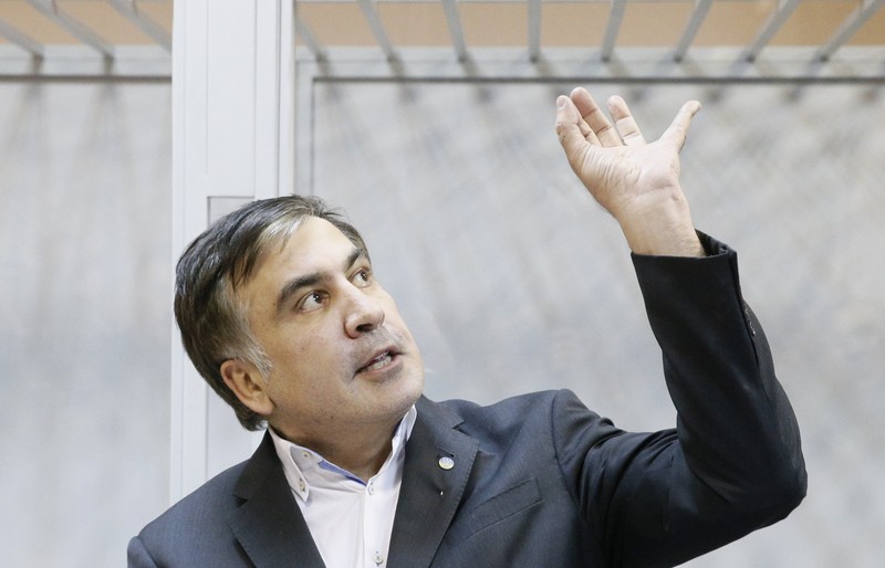 Ukrainian opposition figure Saakashvili attends a court hearing in Kiev
