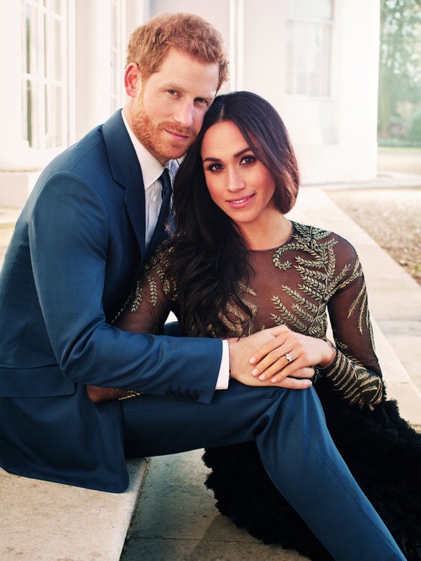 One of two official engagement photos released by Kensington Palace of Prince Harry and Meghan Markle taken by Alexi Lubomirski at Frogmore House in Windsor