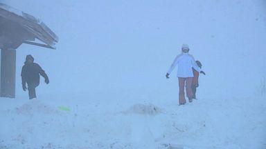 WATCH: Christmas snow leads to delays at Boston airport