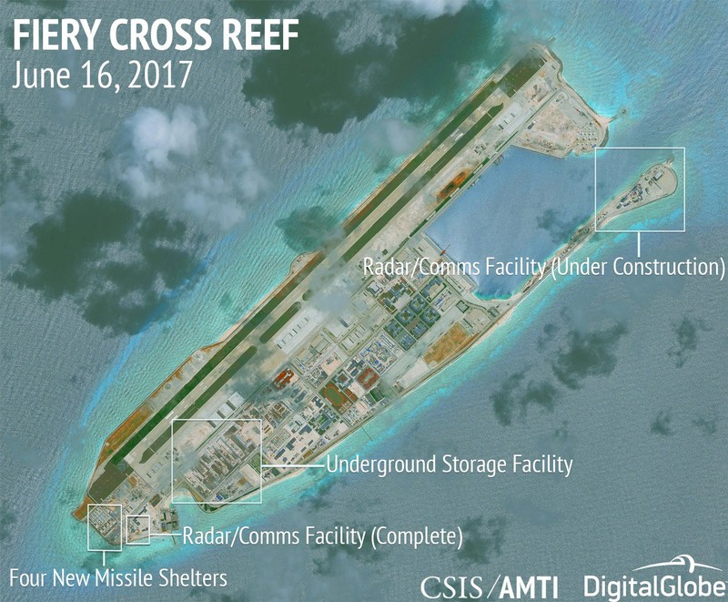 FILE PHOTO: Construction shown on Fiery Cross Reef in the Spratly Islands the disputed South China Sea