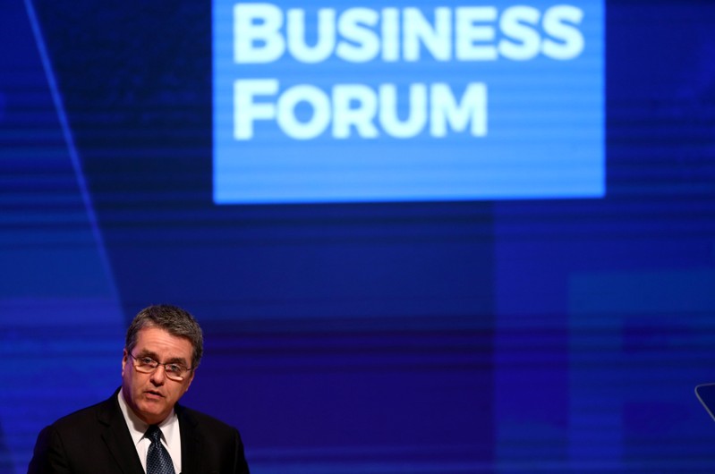 WTO Director-General Roberto Azevedo speaks during the Business Forum at the 11th WTO's ministerial conference in Buenos Aires