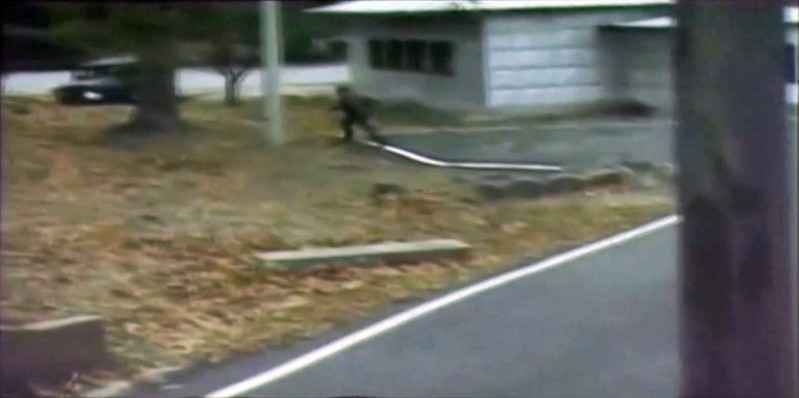 CCTV footage shows a North Korean soldier crossing the white Military Demarcation Line during a United Nations Command (UNC) briefing on the investigation results of the soldierÕs defection, at the South Korean defence ministry in Seoul