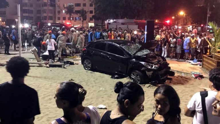 15 people injured after car crashes into pedestrians on Rio de Janeiro beach